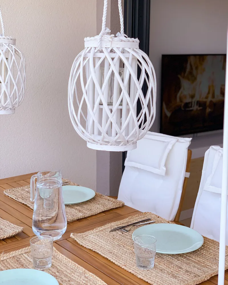 Lantern MAURITIUS Wood Blanc pur