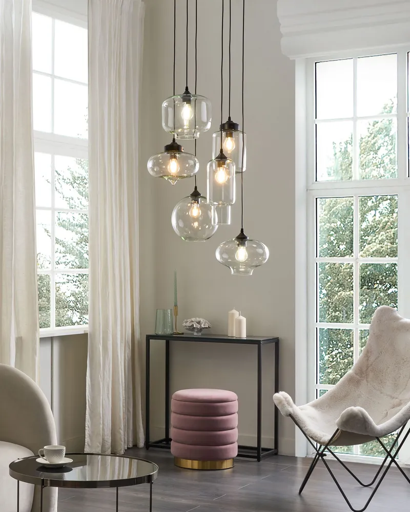 6 Light En verre Pendant Lamp Transparent BEMBOKA