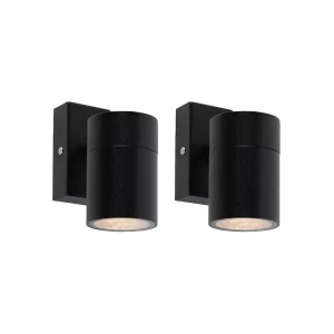 Lot de 2 appliques d'extérieur noir acier inoxydable IP44 - Solo - Montage Direct