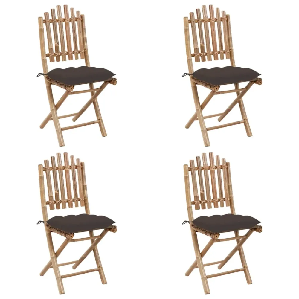 Mobilier à dîner d'extérieur pliable 5 pièces avec coussins bambou 02_0014701 avec meilleure adhérence