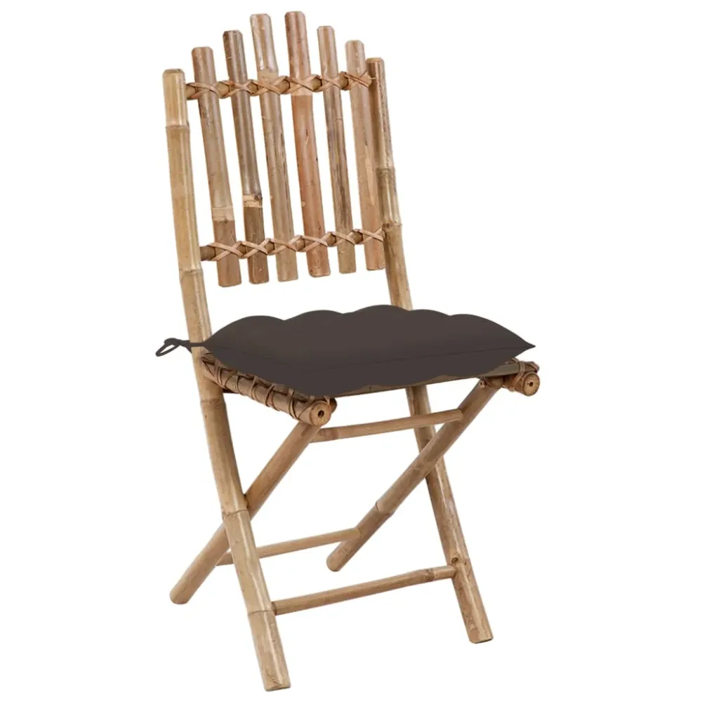 Mobilier à dîner d'extérieur pliable 5 pièces avec coussins bambou 02_0014701 avec meilleure adhérence