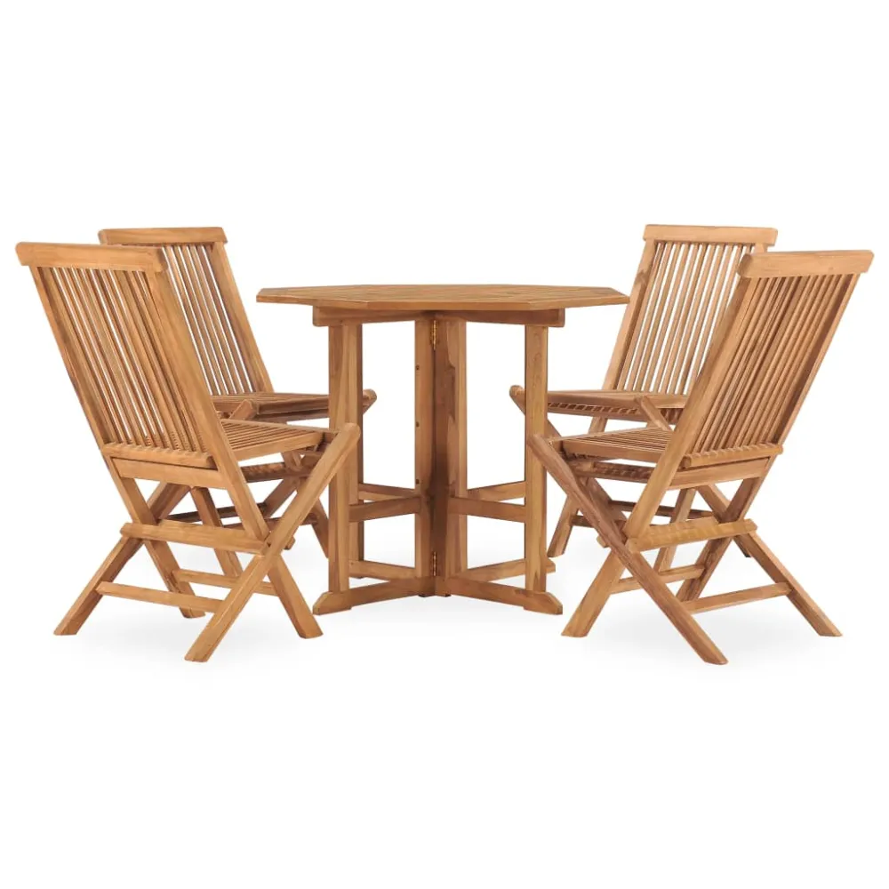 Mobilier à dîner d'extérieur pliable 5 pièces bois stable de teck 02_0014712