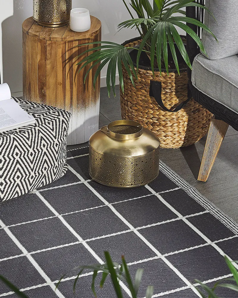 Outdoor Area Rug 120 x 180 cm Black and Blanc pur RAMPUR