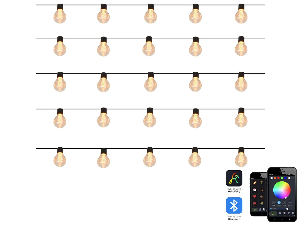 Outdoor String Warm White Autonome LED Lights App 25 Bulbs ISORTOQ