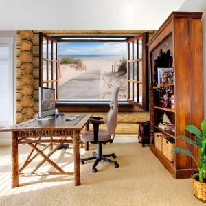 Papier peint intissé Paysages Beach outside window : Taille - 100 x 70 cm - 520