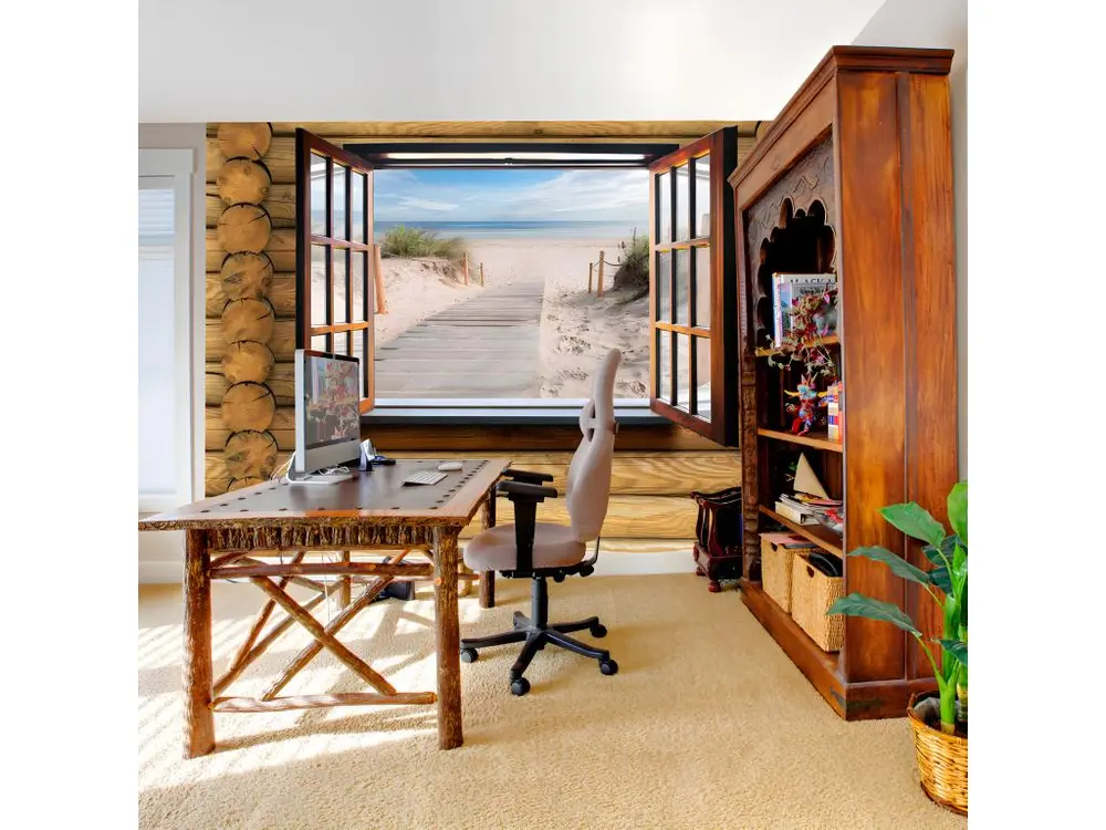 Papier peint intissé Paysages Beach outside window : Taille - 100 x 70 cm - 520