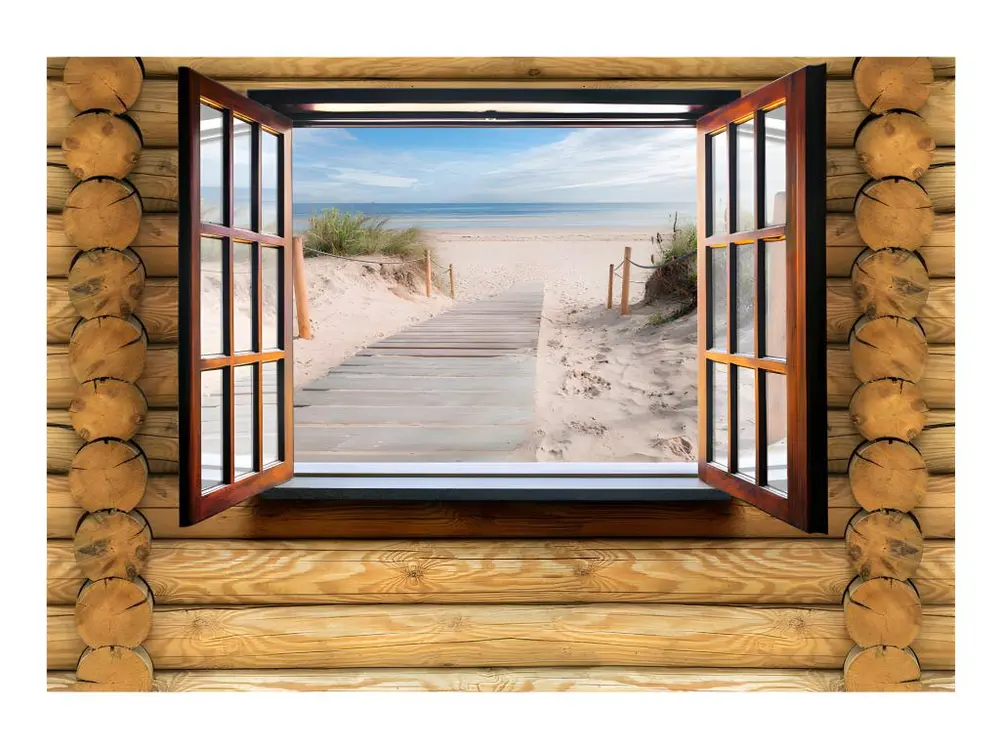 Papier peint intissé Paysages Beach outside window : Taille - 100 x 70 cm - 520
