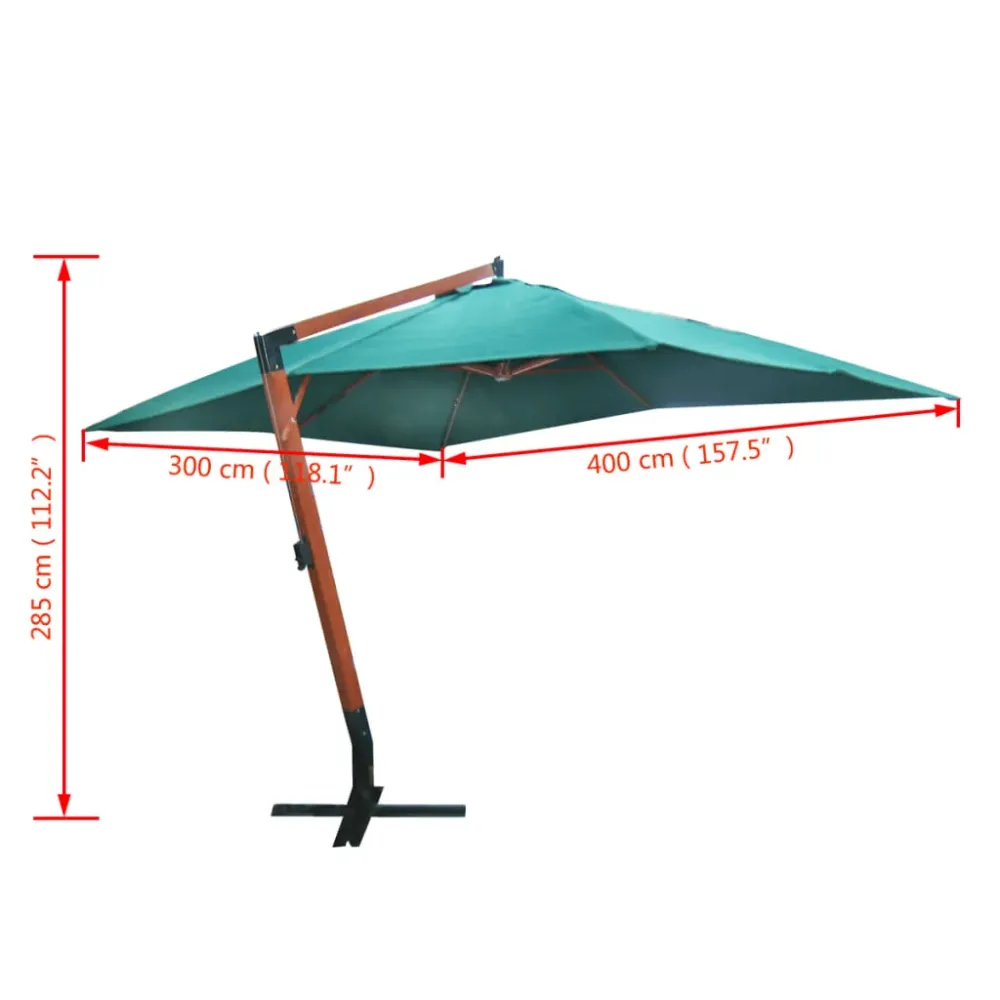 Parasol ample d'extérieur flottant 300 x 400 cm vert 02_0008677