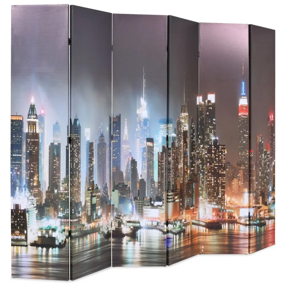 Paravent séparateur de pièce cloison de séparation décoration meuble pliable 228 cm récent york la nuit 0802025 - 520