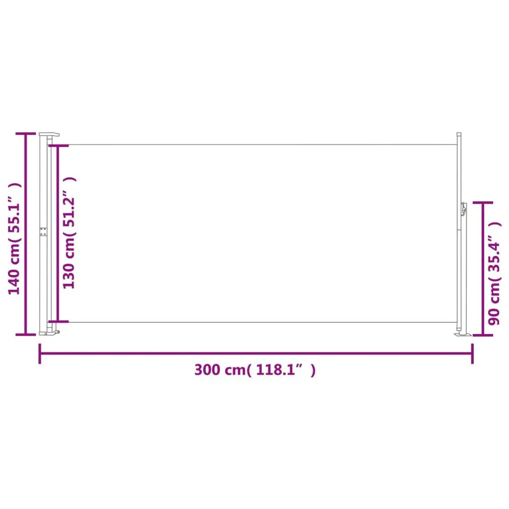 Plaquette de frein moto Auvent latéral rétractable 140 x 300 cm Blanc cassé