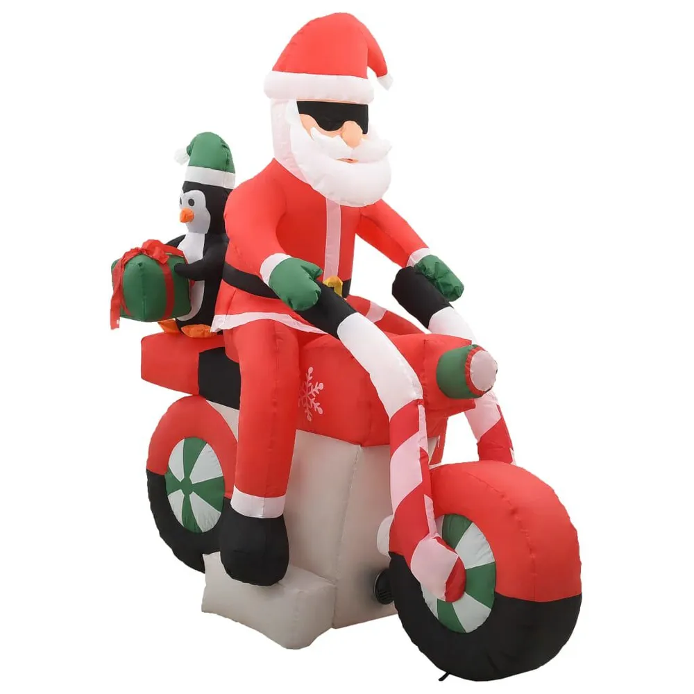 Père Noël gonflable sur moto LED IP44 160 cm pour quads utilitaires