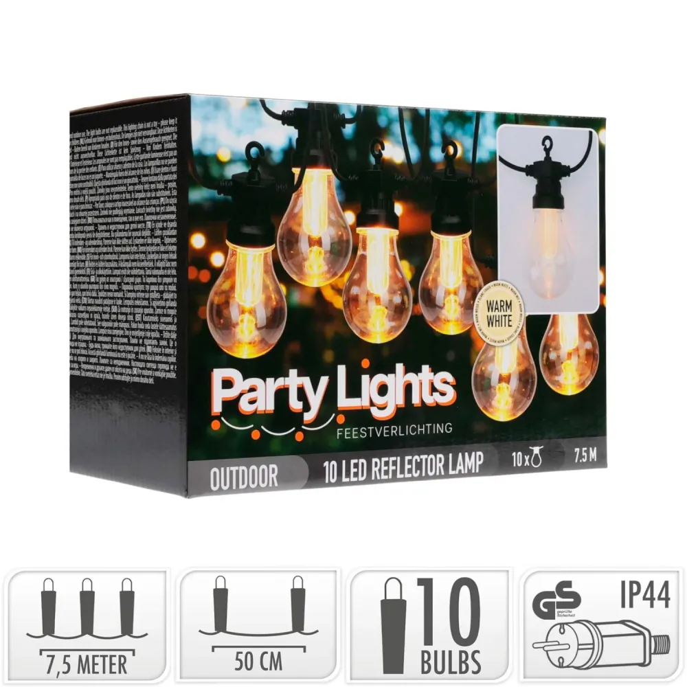 Racing Guirlande LED pour extérieur avec 10 ampoules sur 7,5 mètres