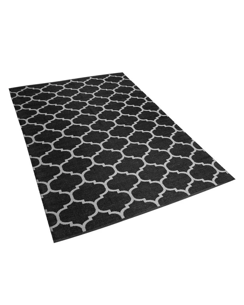 Reversible Area Rug 140 x 200 cm Noir jais and White ALADANA