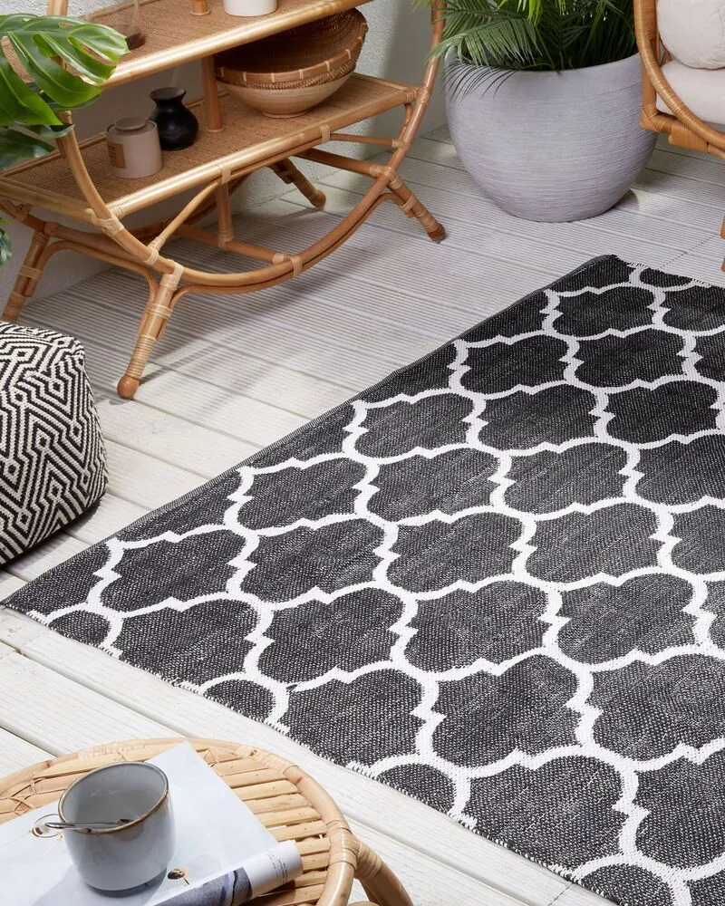 Reversible Area Rug 140 x 200 cm Noir jais and White ALADANA