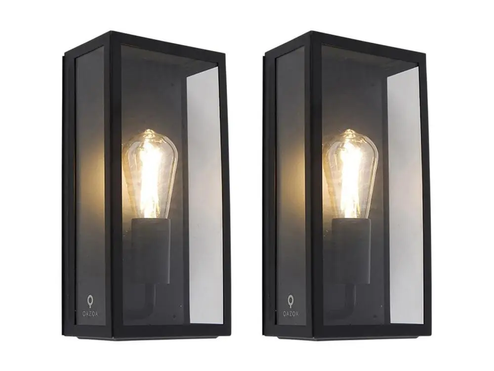 Set de 2 appliques d'extérieur noir IP44 avec verre - Rotterdam en acier inoxydable