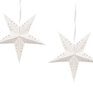 Set 2 LED Hanging Glitter Stars 45 cm Blanc pur MOTTI