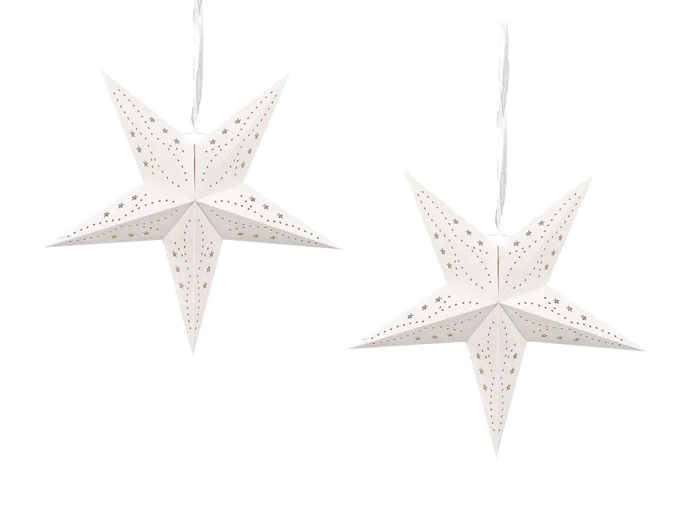 Set 2 LED Hanging Glitter Stars 45 cm Blanc pur MOTTI