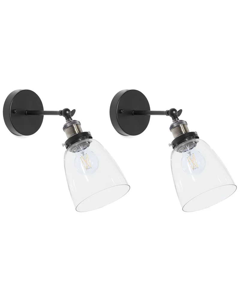 Set 2 En verre Wall Lamp Transparent LOVAT
