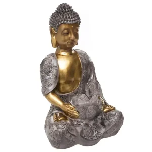 Statue décorative Bouddha en résine avec photophore H 37 cm - 520