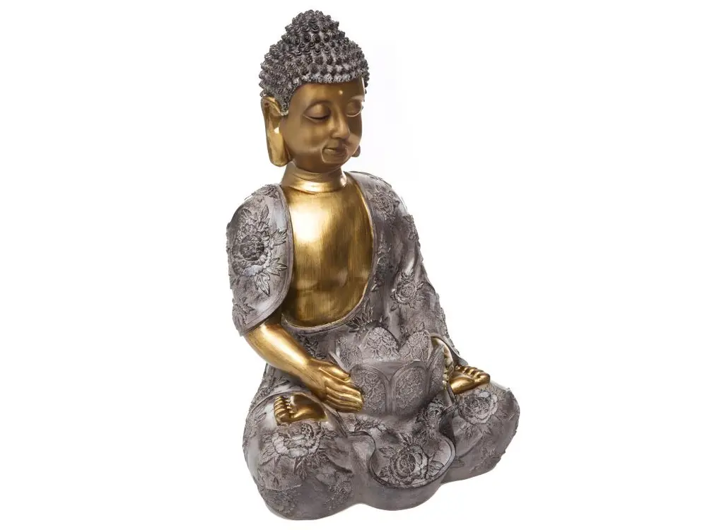 Statue décorative Bouddha en résine avec photophore H 37 cm - 520
