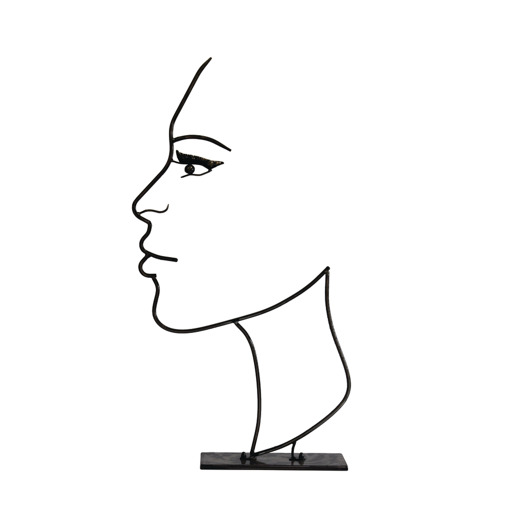 Statue Visage ombre métal noir jais - D.80cm
