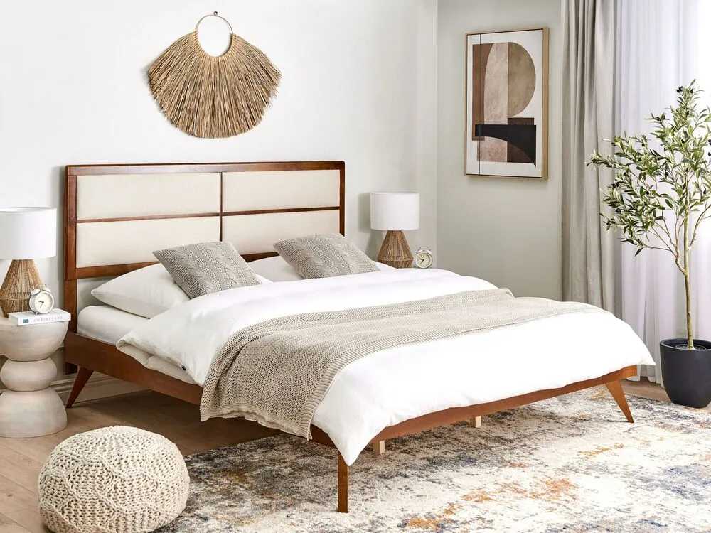 EU Super King Size Bed Dark Wood and Sable POISSY