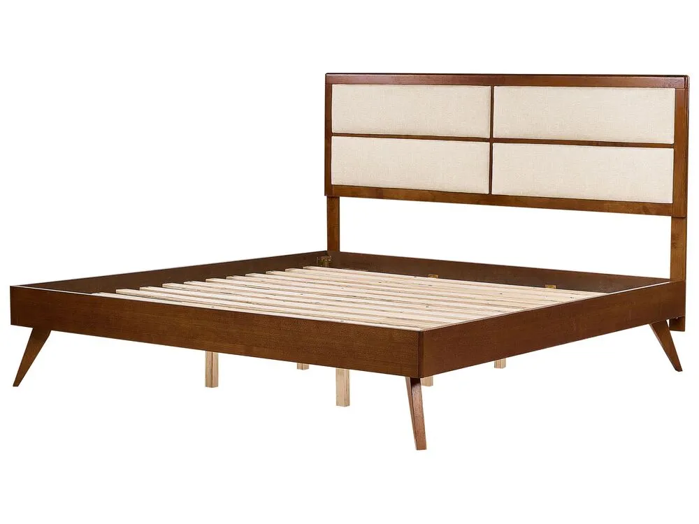 EU Super King Size Bed Dark Wood and Sable POISSY