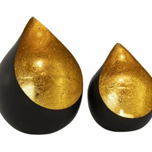 Svj bougeoir photophore gould - 14x14x18 cm - métal - l'or - set de 2 avec rivets de maillon
