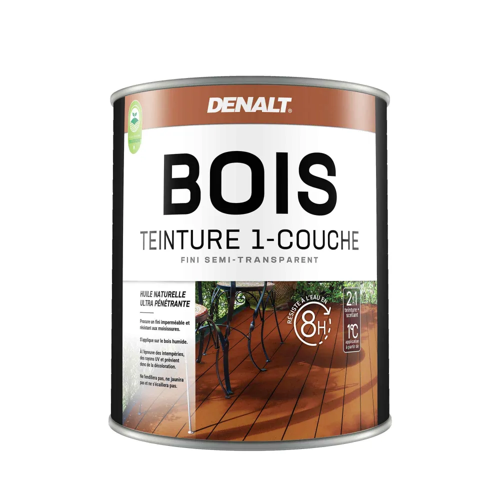 Teinture 1-couche Bois pour extérieur semi-transparent base teintable, 927 ml - 520