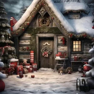 Toile de Fond Chalet dans la êt de Noël BRP8-102