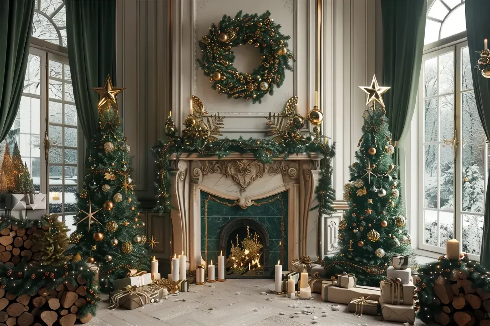 Toile de Fond Célébration Chaleureuse au Coin du Feu de Noël BRP8-37 pour remplacement usure