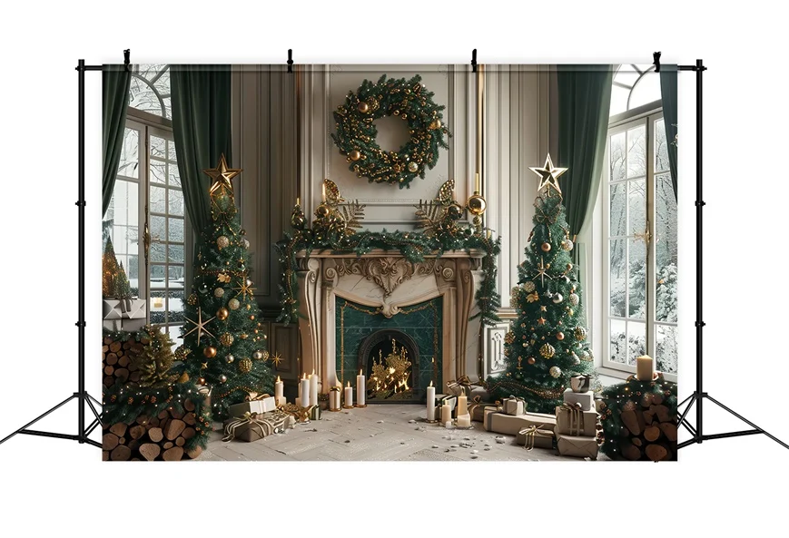 Toile de Fond Célébration Chaleureuse au Coin du Feu de Noël BRP8-37 pour remplacement usure