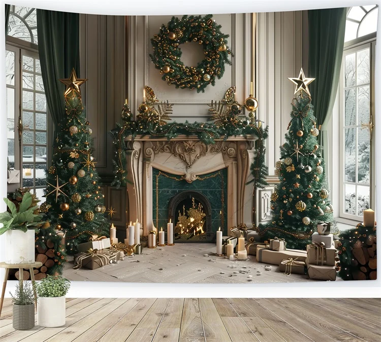 Toile de Fond Célébration Chaleureuse au Coin du Feu de Noël BRP8-37 pour remplacement usure