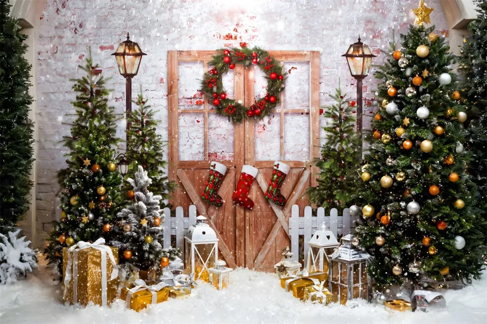 Toile de Fond de êt Enchantée avec Lumières Scintillantes de Noël RR8-270