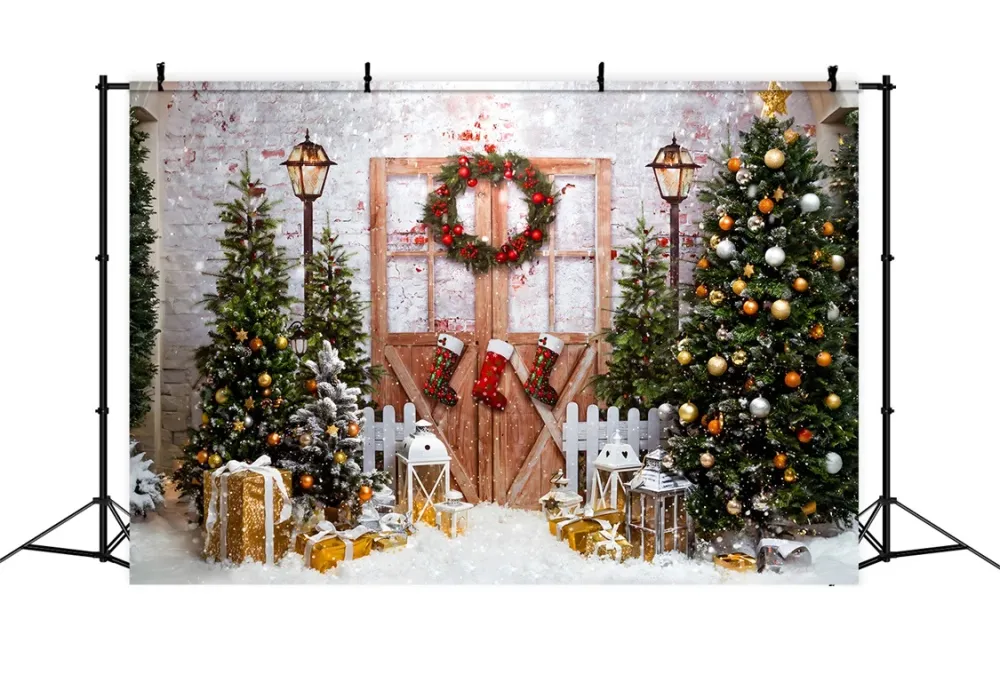 Toile de Fond de êt Enchantée avec Lumières Scintillantes de Noël RR8-270