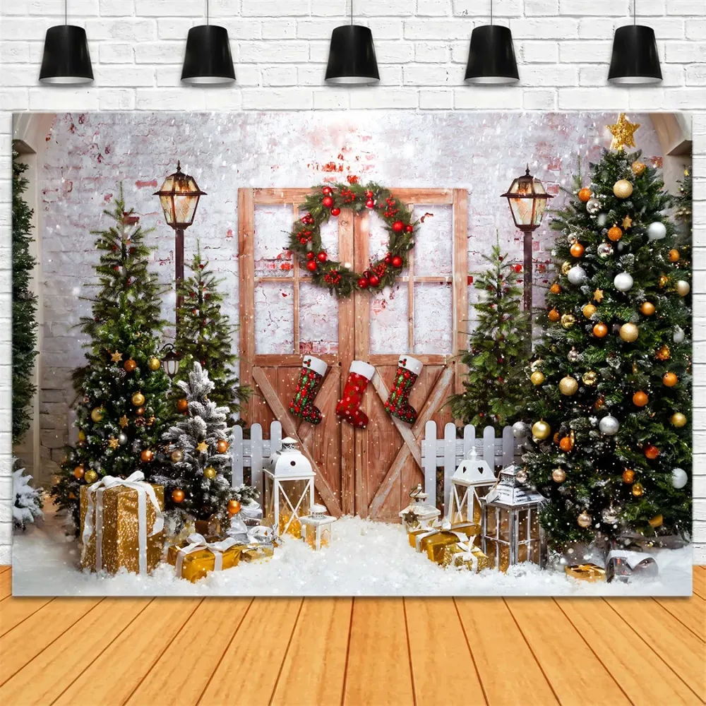 Toile de Fond de êt Enchantée avec Lumières Scintillantes de Noël RR8-270