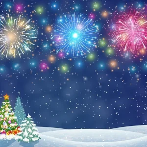 Toile de fond de Noël de feux d'artifice de dessin animé pour les photos DBD-19401 avec joints neufs