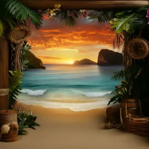 Toile de fond Photo Été Escapade Coucher Tropical GQ6-24
