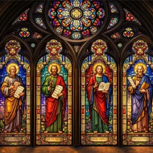 Toile de fond Pâques Vitrail Cathédrale Saints Apôtres LXX61-54