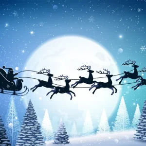Toile de Fond Traîneau du Père Noël sous la Pleine Lune de Noël BRP8-136