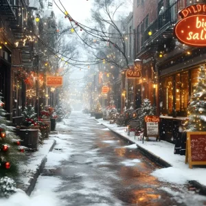 Toile de Fond de Vente d'Hiver Festive dans la Rue de Noël RR8-256