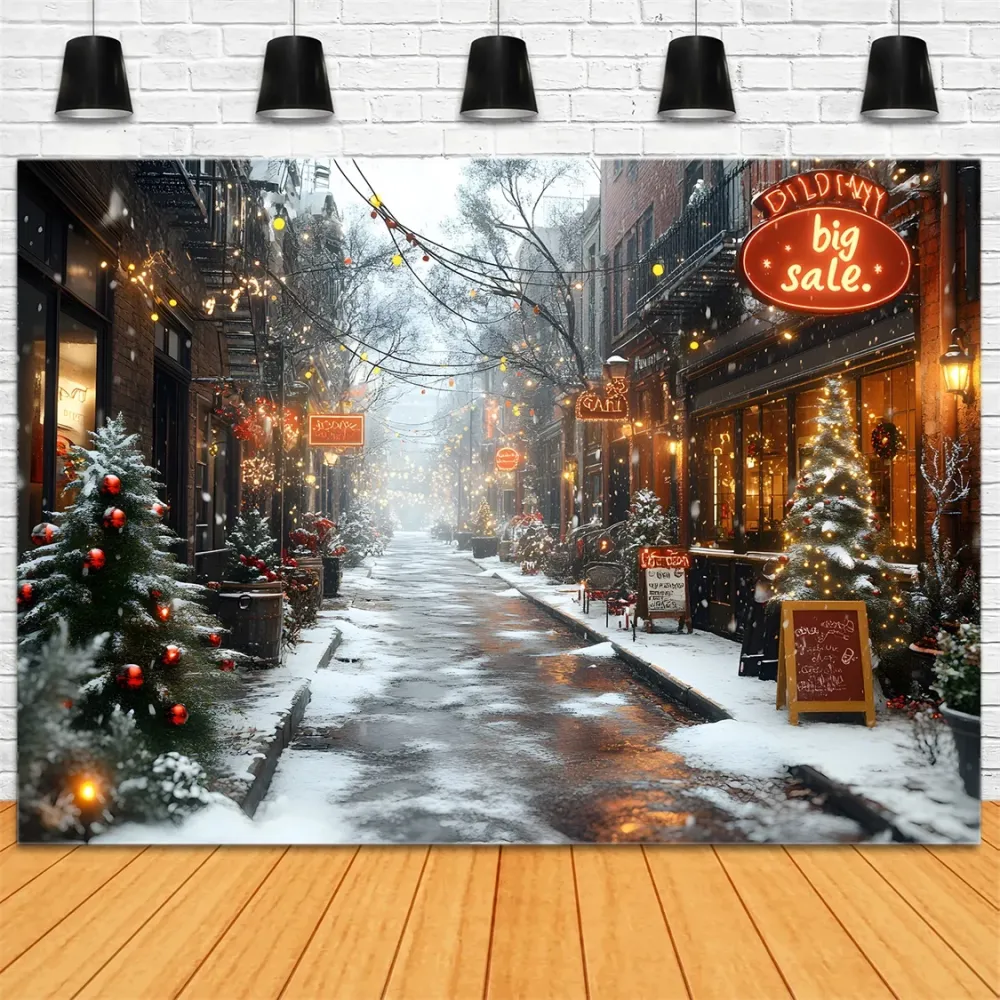 Toile de Fond de Vente d'Hiver Festive dans la Rue de Noël RR8-256