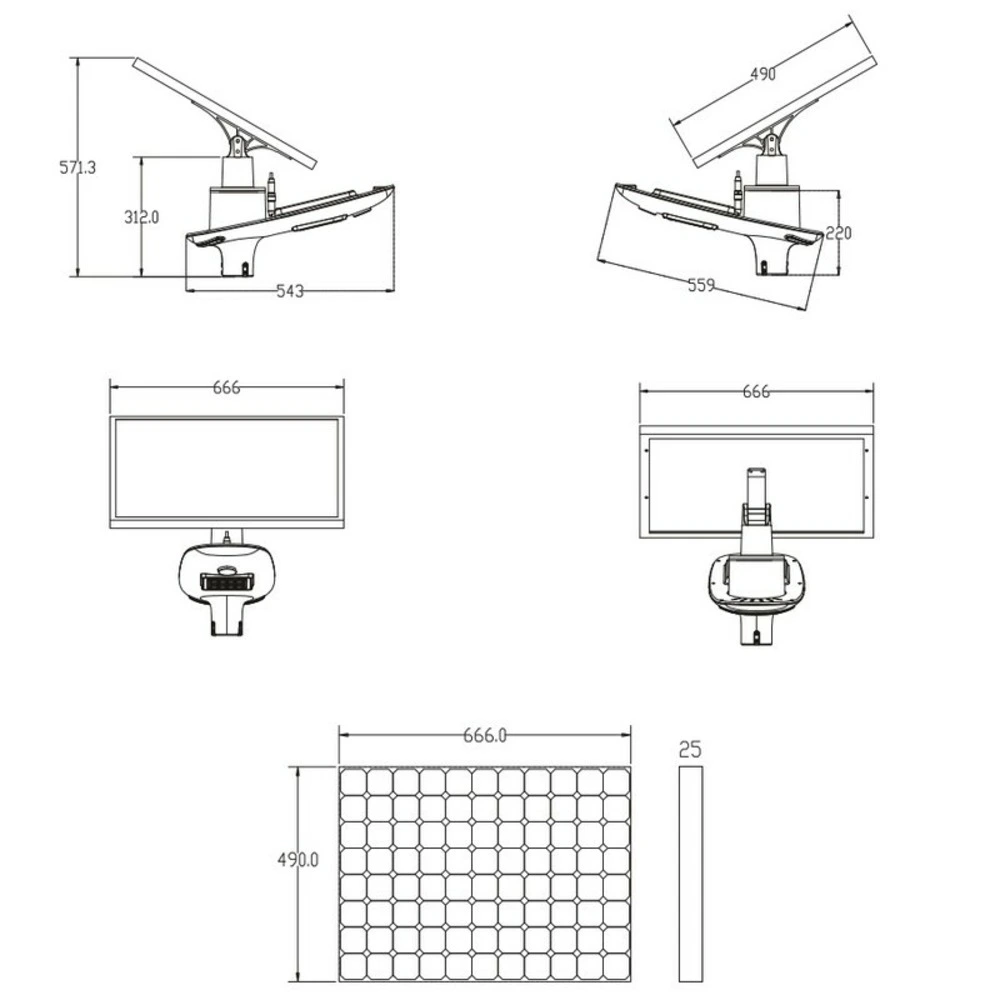 Tête de lampadaire solaire intelligente optimum 15w-50w pour usage intensif