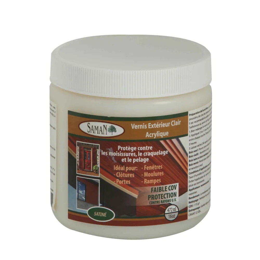 Vernis extérieur net à l'acrylique satiné, 472 ml