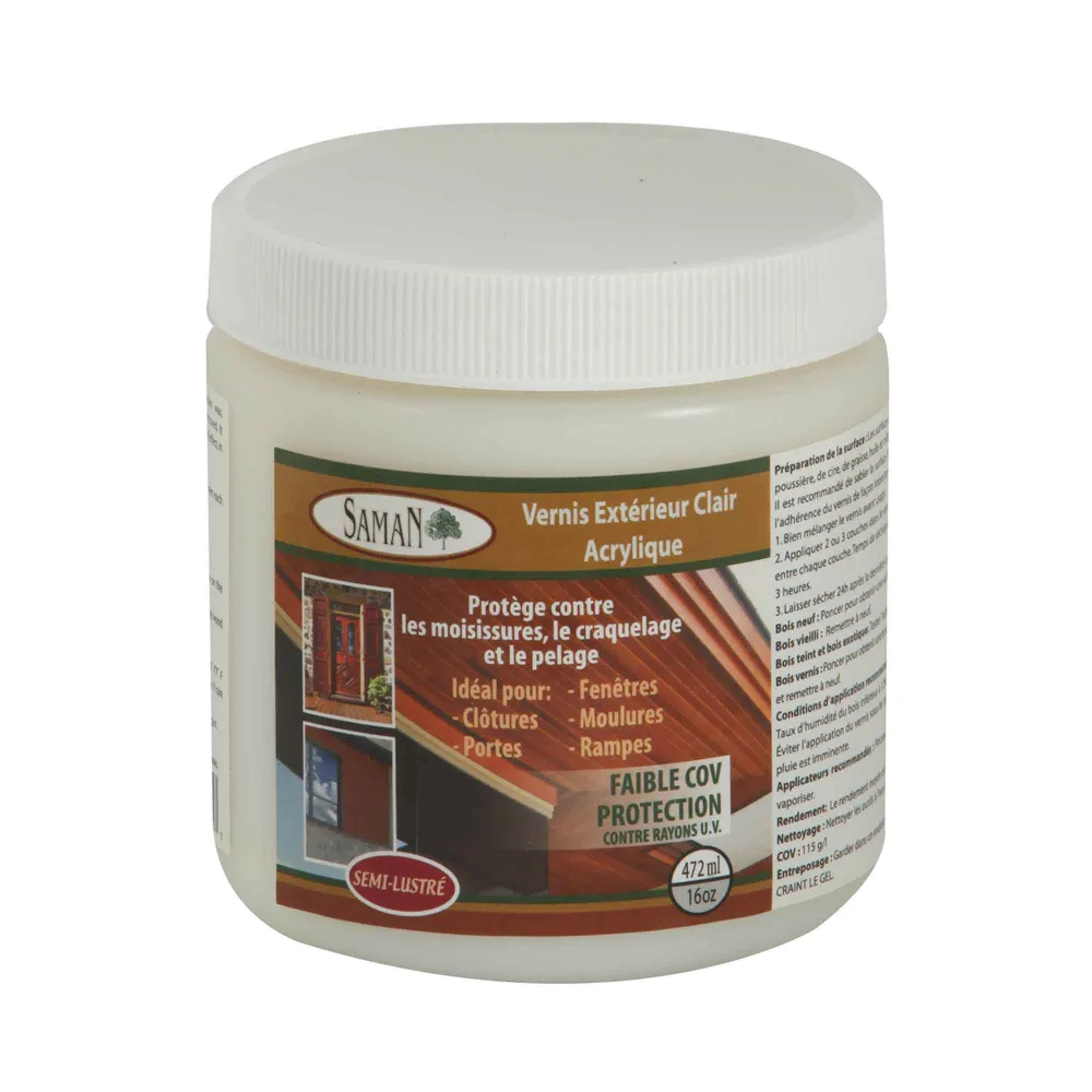 Vernis extérieur net à l'acrylique semi-lustré, 472 ml