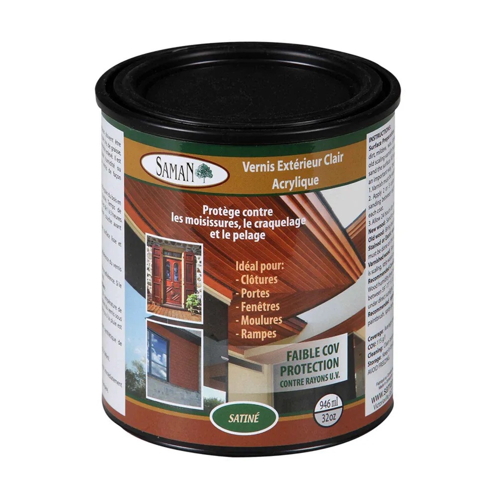 Vernis extérieur évident à l'acrylique satiné, 946 ml avec meilleure adhérence