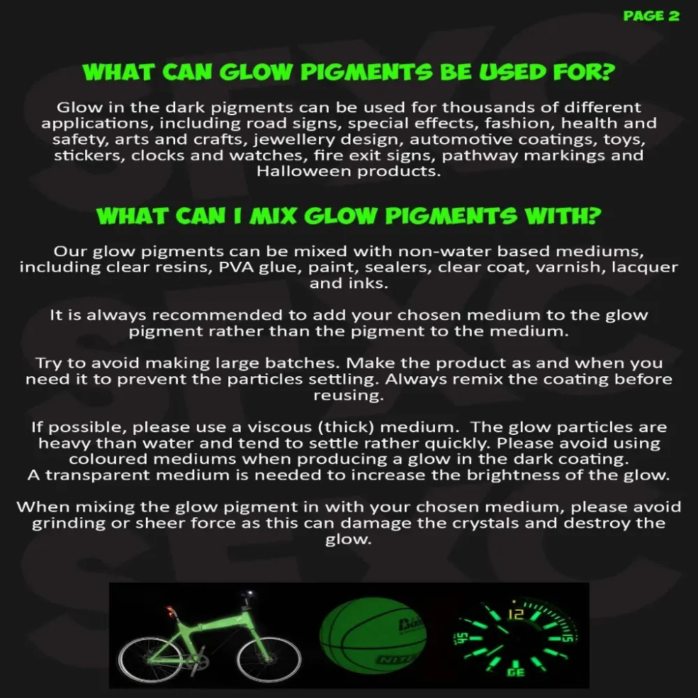 Vert olive Glow Dark Powder - solvent based mediums 10g