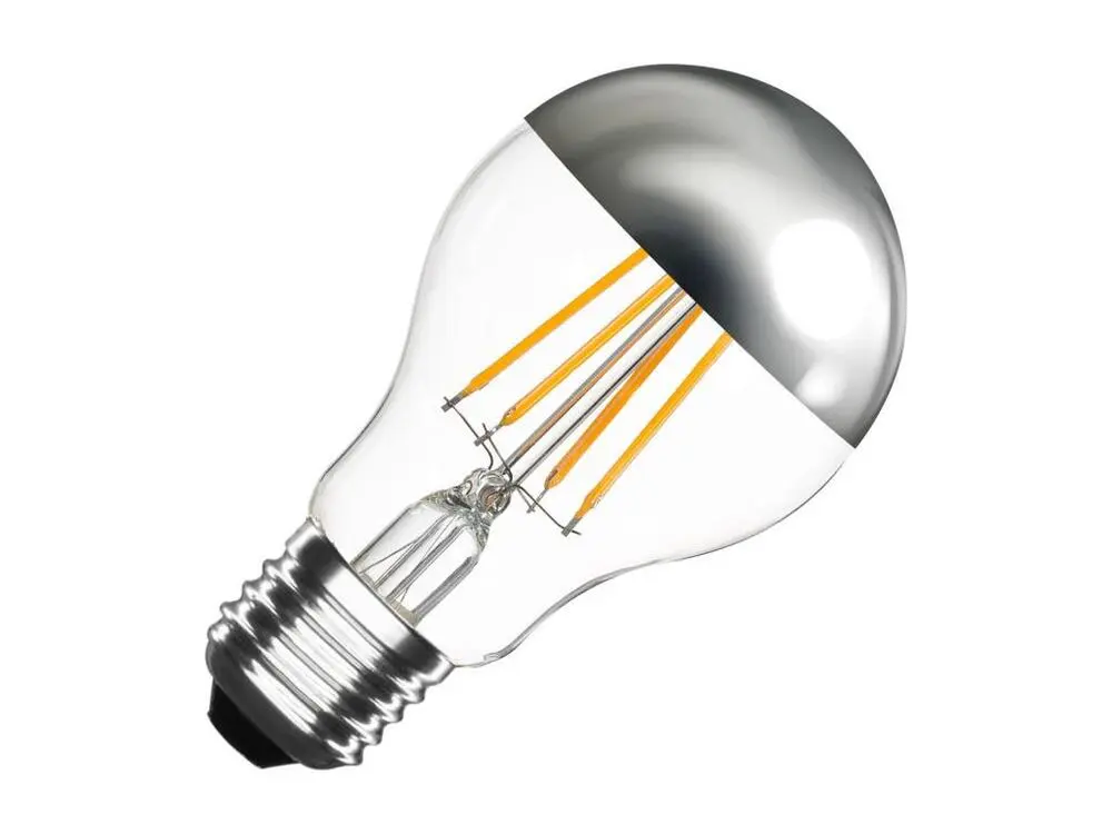 Ampoule LED 8W Filament LED E27 800 lm A60 Dimmable Acier chromé Reflect Blanc Chaud 2200K