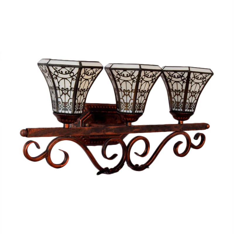 Applique cloche à motif de verre noir/vert/bleu, 3 ampoules, applique murale Antique Tiffany pour salon