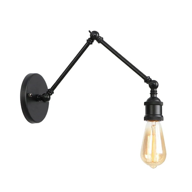 Applique industrielle à ampoule ouverte avec bras pivotant, applique murale métallique à 1 lumière en laiton/noir pour le...